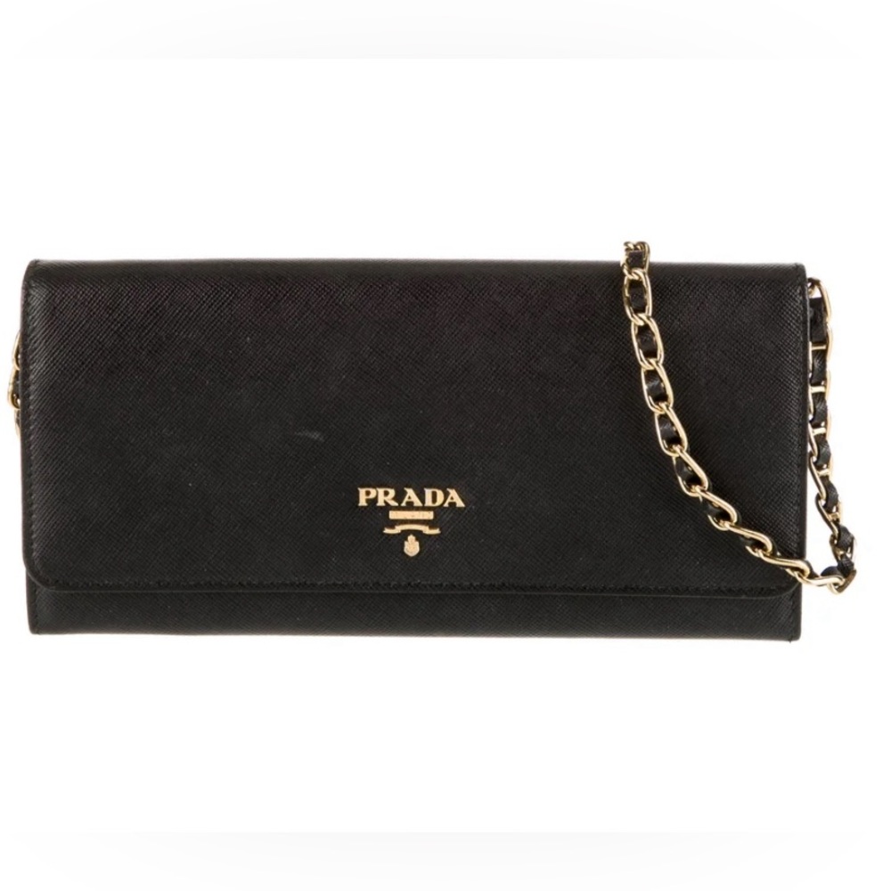 Prada black wallet on a chain (WOC) bag